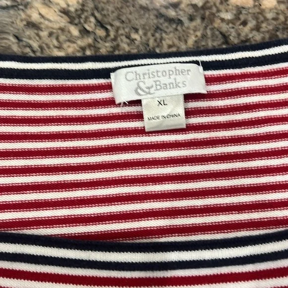 Christopher & Banks Red and White Boxy Short Sleeve Tee - Picture 4 of 5